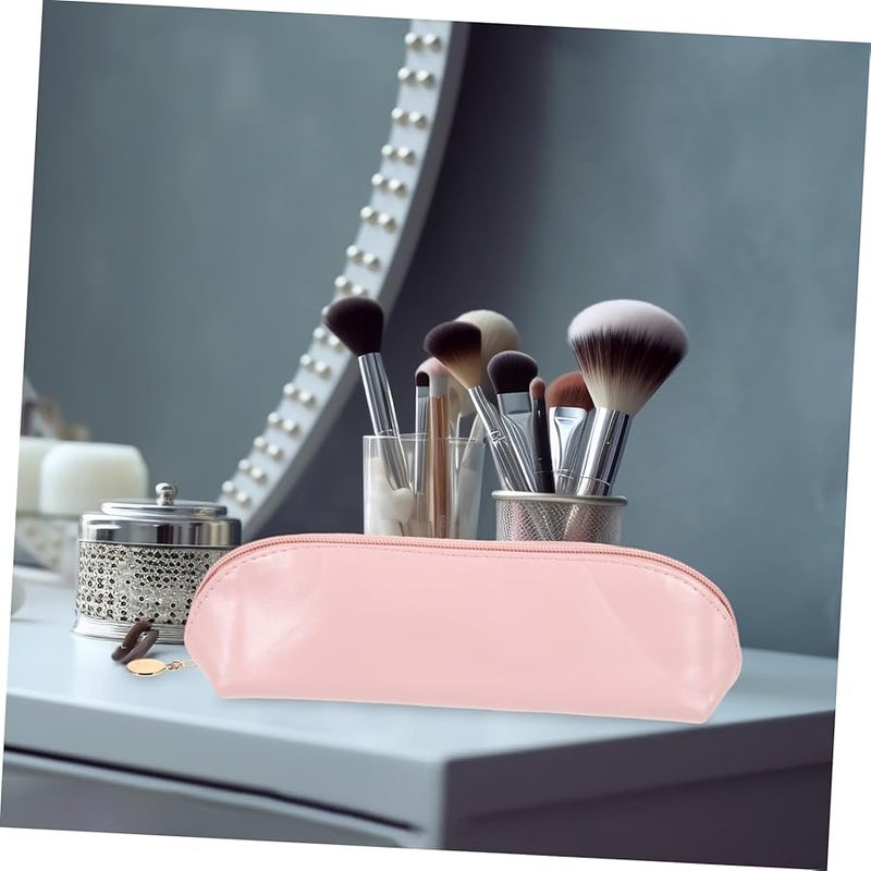 Rose Pink PU Leather Makeup Brush Bag Travel Cosmetic Organizer Portable Toiletry Pouch Easy to Clean - Image 5